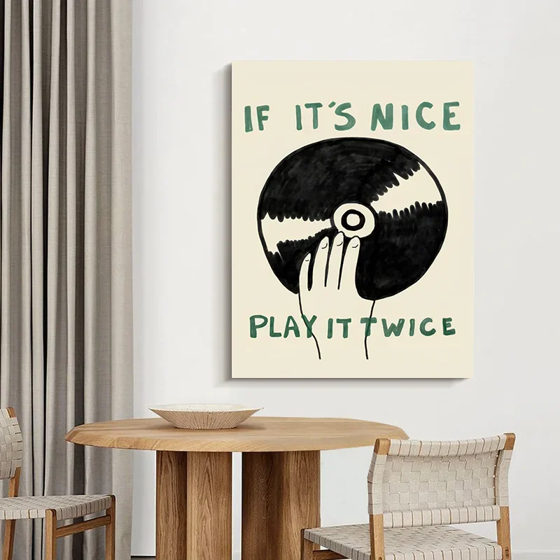 Retro Fashion Play It Twice Record Player Poster Modern Music Aesthetic Print Canvas Painting Living Room Wall Art Home Decor