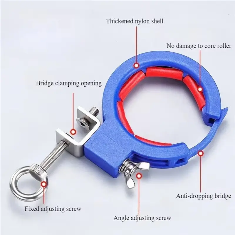 HLZS-Cable Tray Pulley Roller 3Pcs Adjustable Wear-Resistant High Hardness Clamp Pulley Bridge Construction Tools Cable Helper
