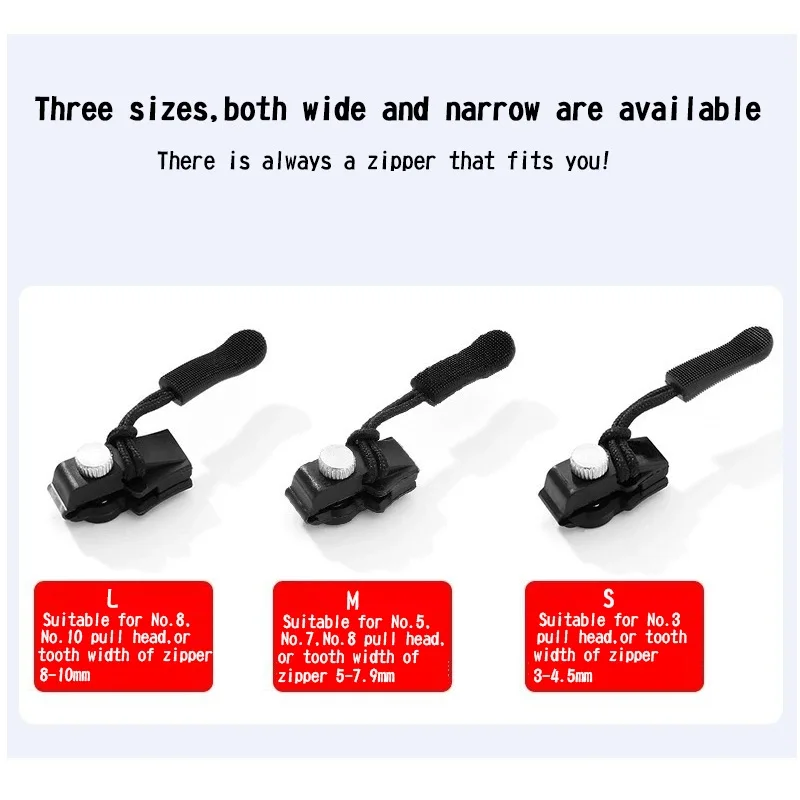 3/6/18/36pcs Plastic Zipper Repair Kit for Jackets Jeans Slider Fixer Puller Universal Instant Repair Detachable Replacement