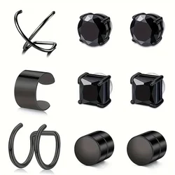 2PCS Stainless Steel Magnetic Fake Earrings For Men Women Non Piercing Ear Clips Ear Cuffs Jewelry Gift