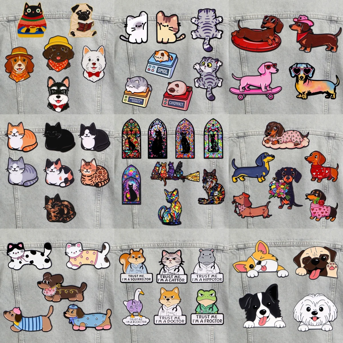 2-7pcs/Set Cartoon Cat Animal Series Enamel Pin Pet Dog Frog Brooches Lapel Badges Briefcase backpacks Accessories Jewelry Gifts