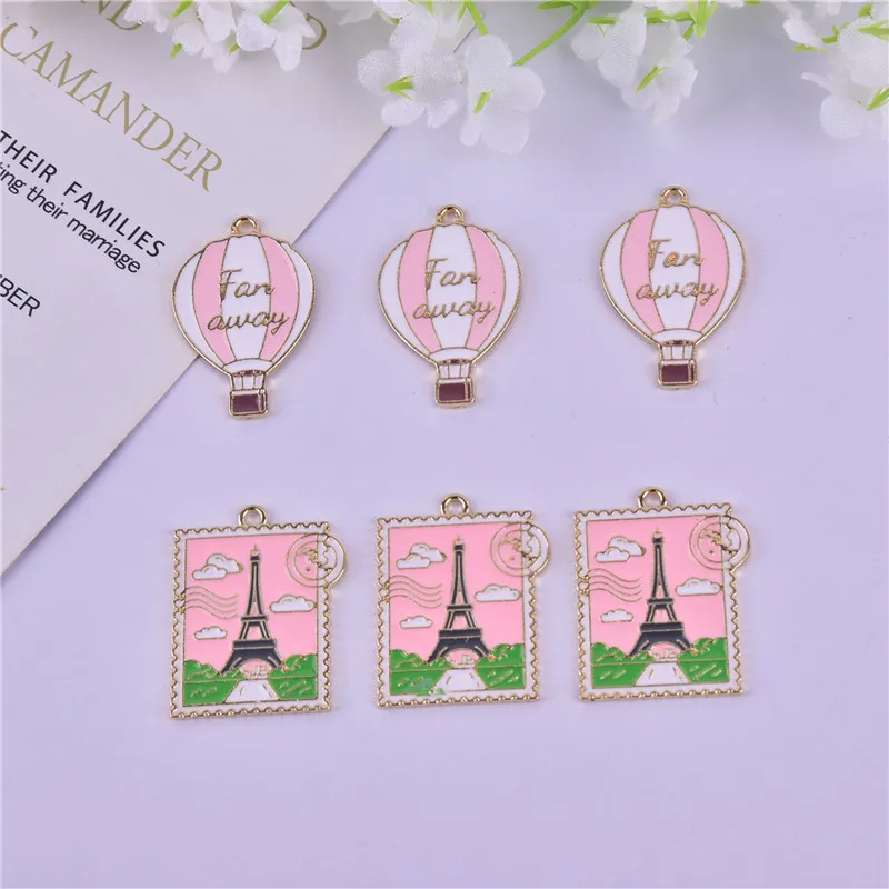 

Mix 10pcs Travel Tower Stamp Hot Air Balloon Metal Charms for DIY Earring Jewelry Making