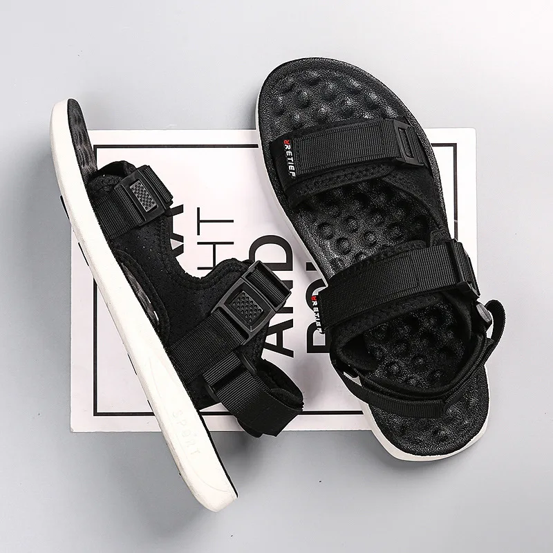 Summer Men Leather Casual Shoes Sandals Comfort Breathable Anti Slip Beach Slippers For Men's 2024 New Dual-purpose Sports