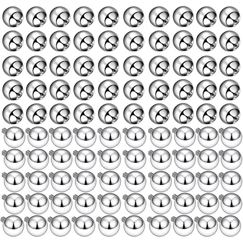 100PC Stainless Steel Screw Replacement Piercing Ball Threaded Lot Labret Eyebrow Piercing Barbell Tongue Belly Body Piercing