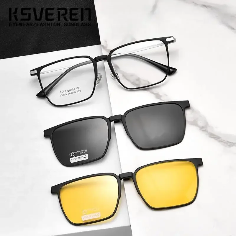 Fashion Design Eyeglasses Vintage Square Reading Glasses Polarized Magnet Prescription Glasses Frame For Men 0 +0.5 To +6.0