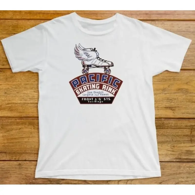 Camiseta Pacific Skating Rink 970 Retro 50s San Diego California Roller Skate nueva