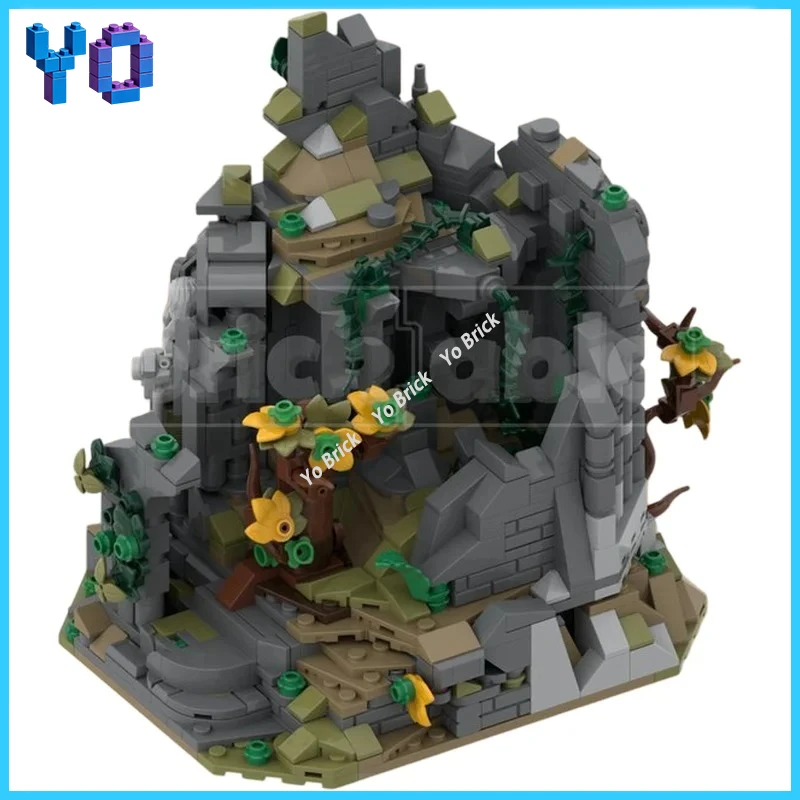 Medieval Ancient Castle MOC Building Blocks, Fantasy Elven Ruins Detailed DIY Assembly Brick Desktop Display Model
