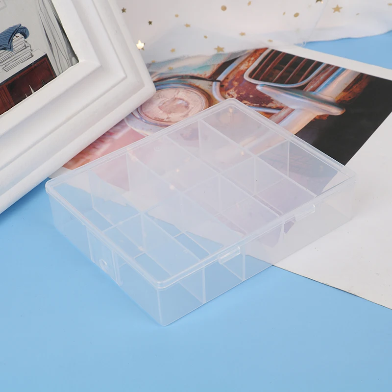 Caja de almacenamiento para decoración de uñas, accesorios para gemas de diamantes de imitación, contenedor vacío de plástico transparente