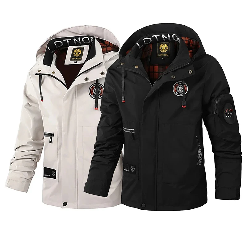 

Fashion Men's Aviator Jacket Slim Hooded Casual Parka Spring And Autumn Outdoor Waterproof Windproof Coat