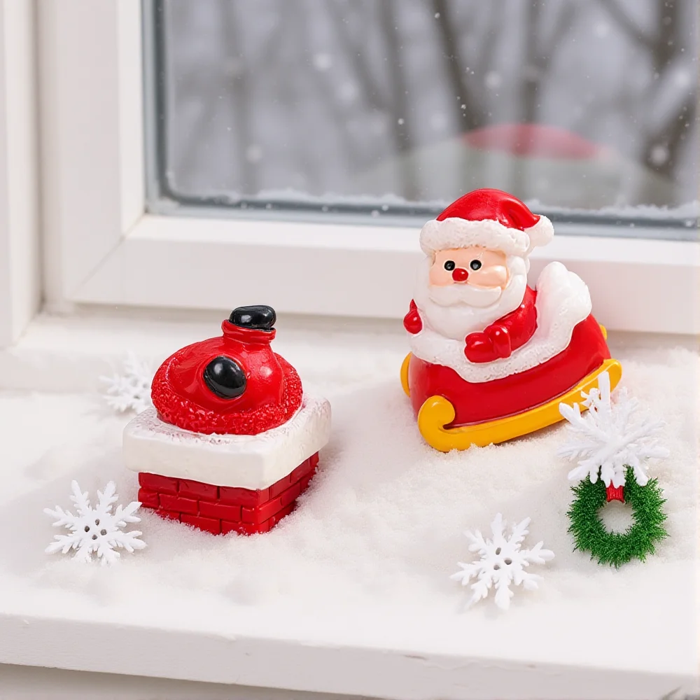 Mini Snow Landscape Resin DIY Craft Decoration Christmas Santa Claus Gift Box Ornament Miniature Snow Landscape Decoration