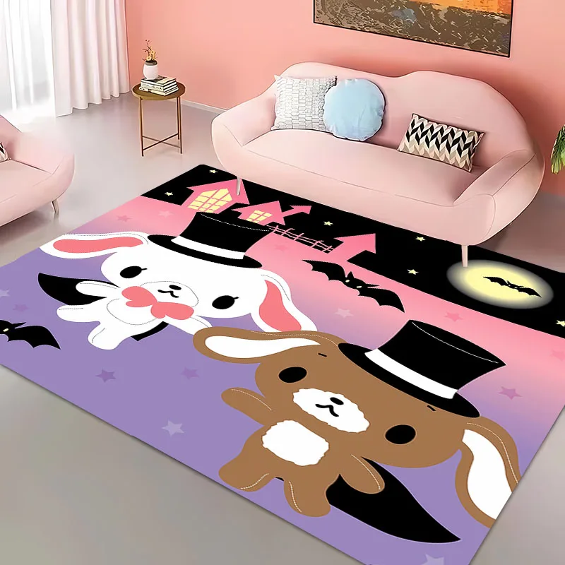 S-Sugarbunnies 3D Printing Anime Carpet for Living Room Cartoon kids Bedroom Sofa Doormat Floor Tapete  Anti-slip Decor Alfombra