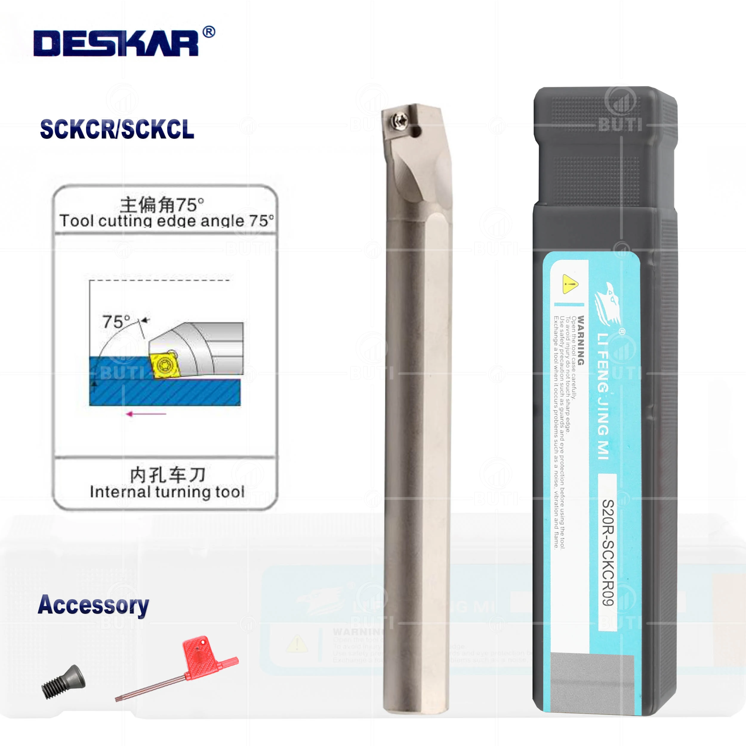 

DESKAR 100% Original CNC White Tools Holder With Small Hole,SCKCR SCKCL Shockproof Turning Tools For CCMT Cutting Inserts Cutter