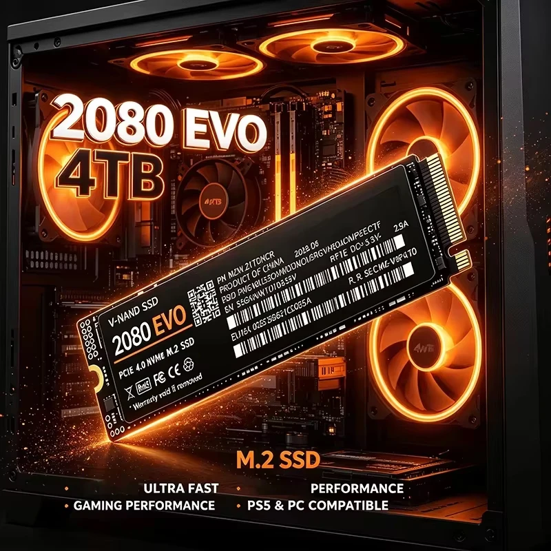2080 EVO PCIe4.0 M.2 2280 NVMe SSD, SSD interno de alta velocidade, disponível em 500 GB, 1 TB, 2 TB e 4 TB, para PS5, portátil, computador de mesa e jogos.