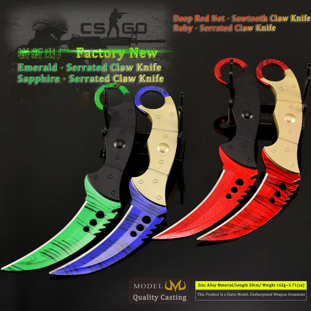 20CM GO Game Prosperous Karambit Sawtooth claw knife Doppler skin Melee Weapon Model Swords Katana Accessories Ornaments Gifts