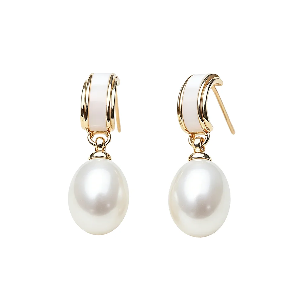 

Real 925 Silver Natural Freshwater Pearl Earrings,Wedding Luxury Pearl Earrings Wife Mother Brithday Gift White Black