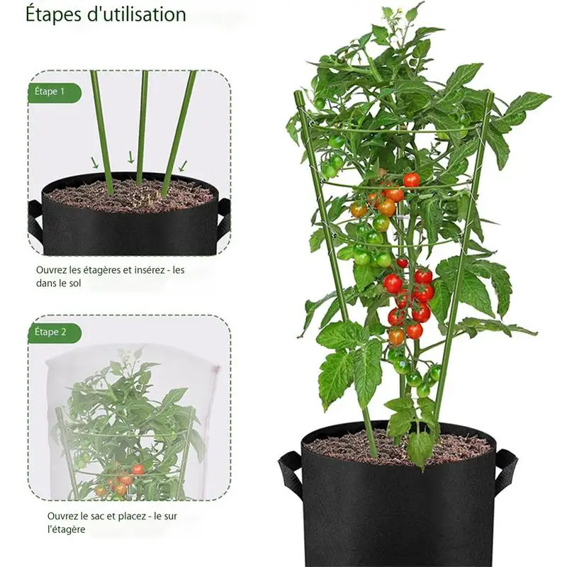 Mesh Tomato Cage 3pcs Set Round Plant Support Stake Tower With Drawstring Plant Cover Insect Birdproof Garden accessories