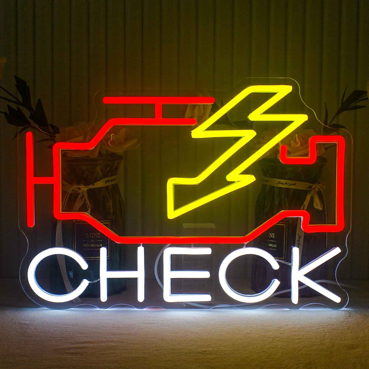 Check Engine Neon Signs Room Dimmable Decoration USB Powered Acrylic Lighting For Car Decor Garage Wall Repair Shop Garage Sign