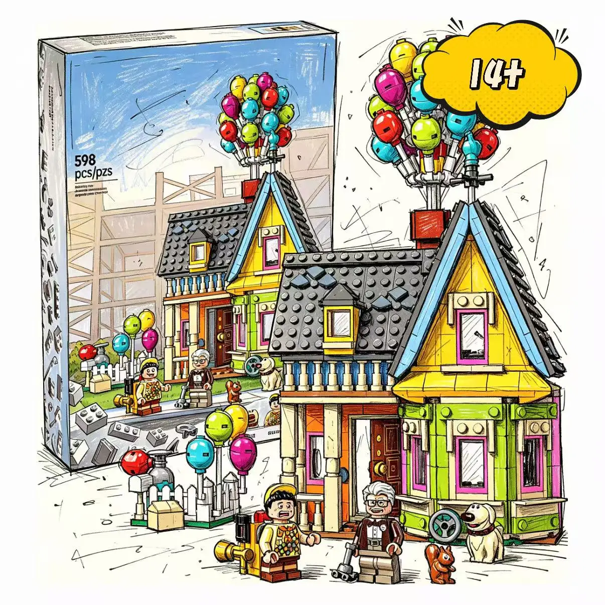 DIY Bestseller: 598-teiliges Up-Film-Charakter-Bausteinset, Puzzlespielzeug, Geschenk für Jungen und Mädchen