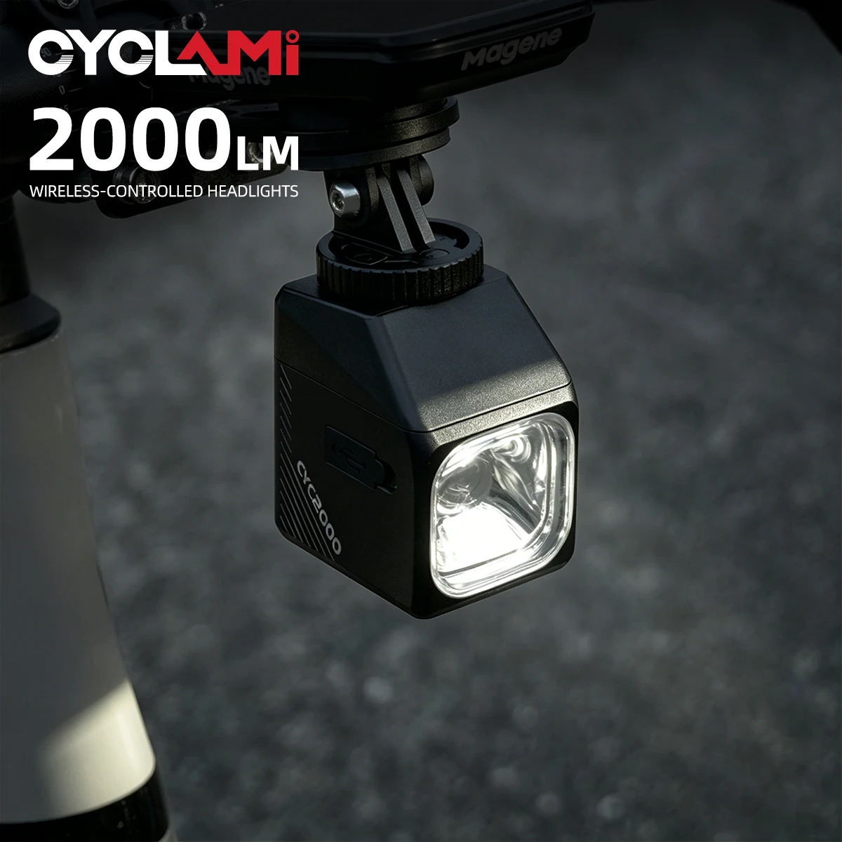 Image of CYCLAMI CYC2000 Kabellose Fernbedienung Smart Fahrrad-Frontlicht Superhelle Fahrradbeleuchtung Unter dem Lenker MTB Rennrad Nachtfahrt