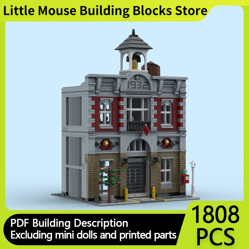 

City Street View Model MOC Building Bricks Town Fire Brigade Modular Technology Gifts Holiday Assemble Children Toys Suit