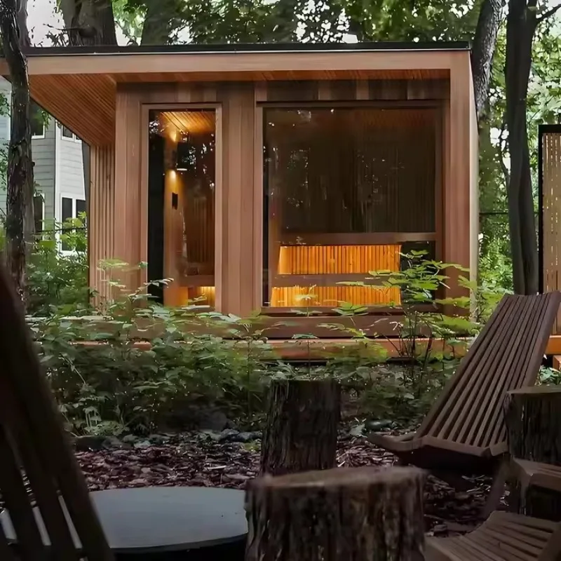 Traditional Hemlock Red Cedar Sauna Black Warrior Series Steam Room Eco Indoor Custom