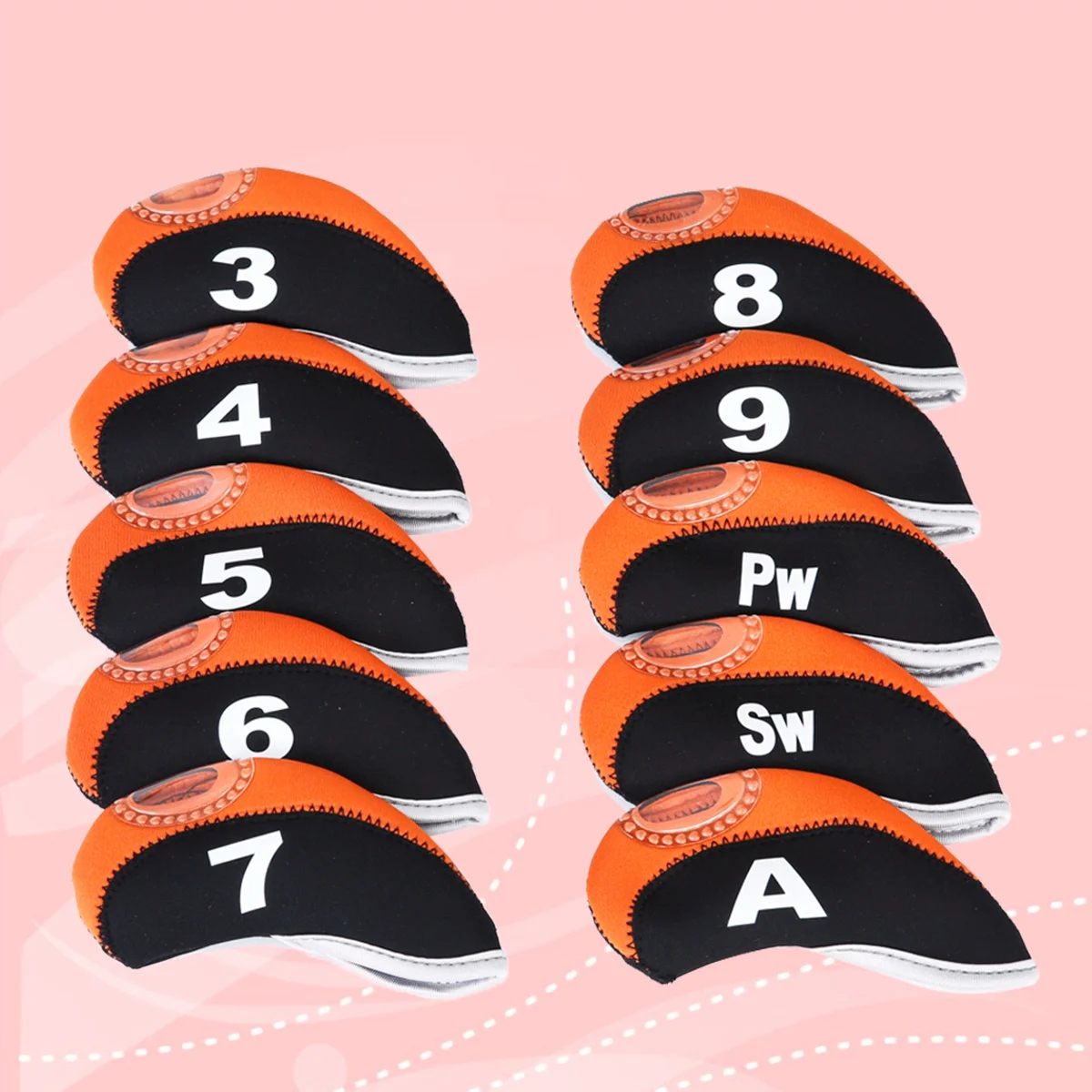 10 قطعة أغطية رأس حديد النيوبرين مجموعة واقي مضرب أسود برتقالي محمول مقاوم للخدش أغطية رأس رائعة أغطية رأس مضرب