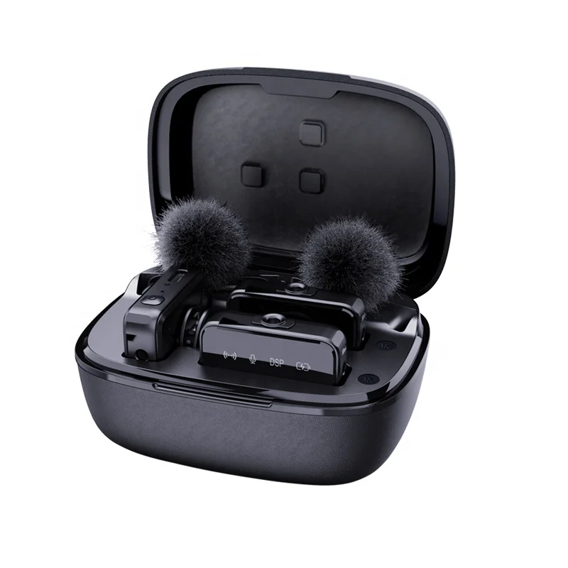 Latest 2024 model2TX+1RX wireless mic  microphone transmitter  go 2 with 50m  transmission and big charging case