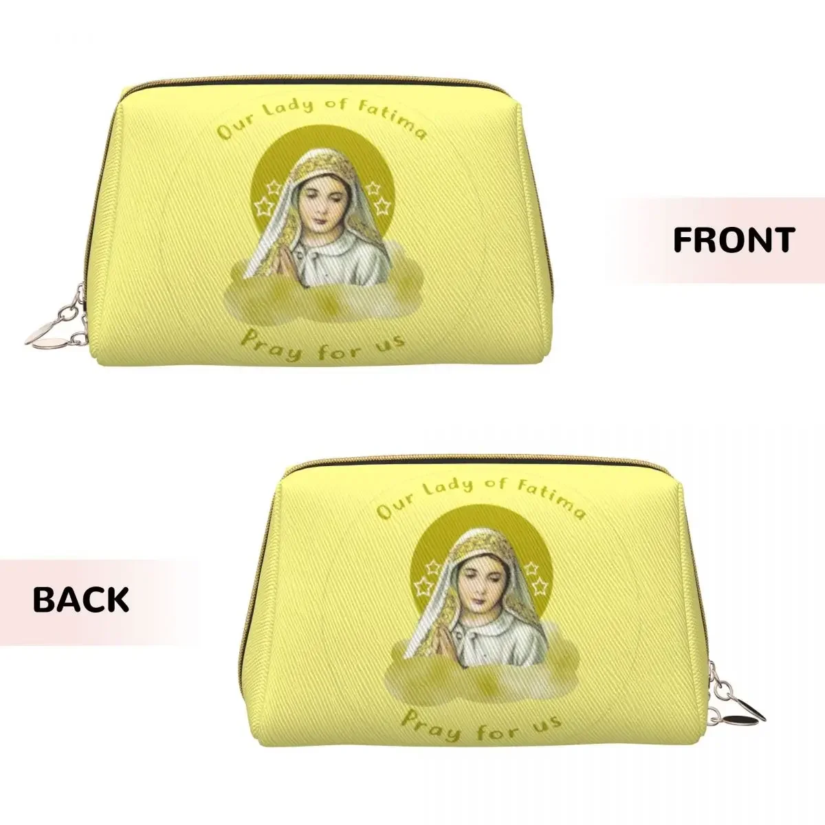 Large Capacity Vintage Our Lady Of Fatima Cosmetic Bag Portable Leather Makeup Pouch Women Washbag Toiletry Kit