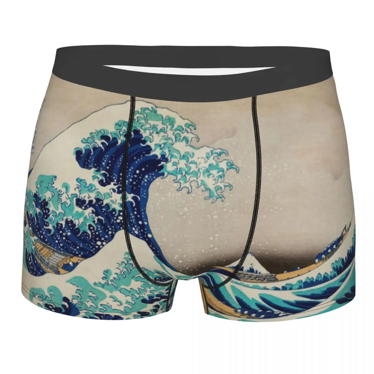 

Мужское крутое Great Wave Off Kanagawa, винтажное японское мужское нижнее белье, трусы-боксеры, мягкие шорты, трусы, трусы