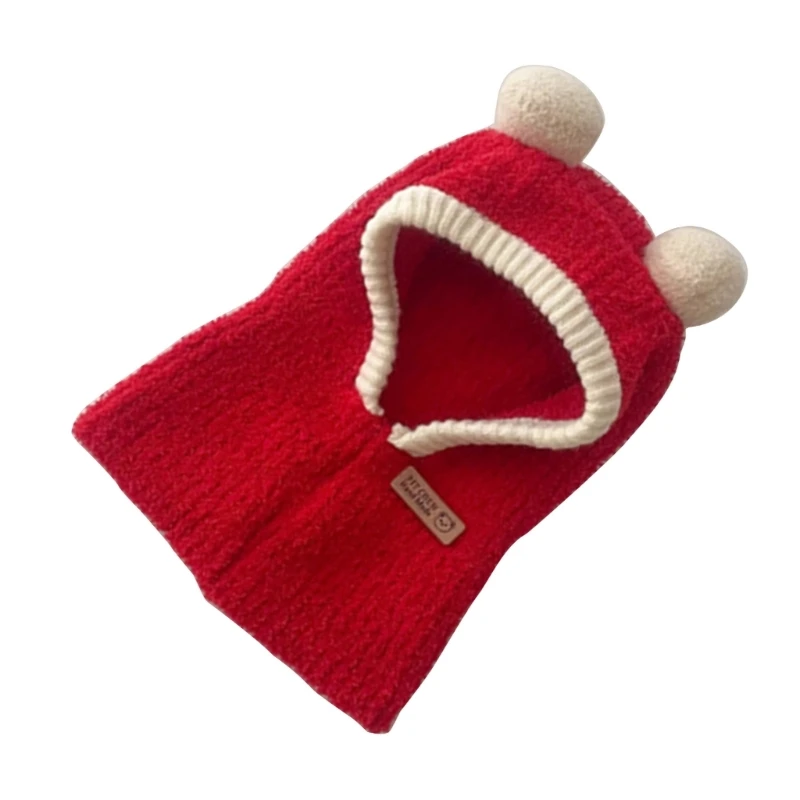 Cappello invernale per bambini 2 in 1 Sciarpa per bambini Cofano Cartoon Pom Pom Scaldacollo Berretto per cofano