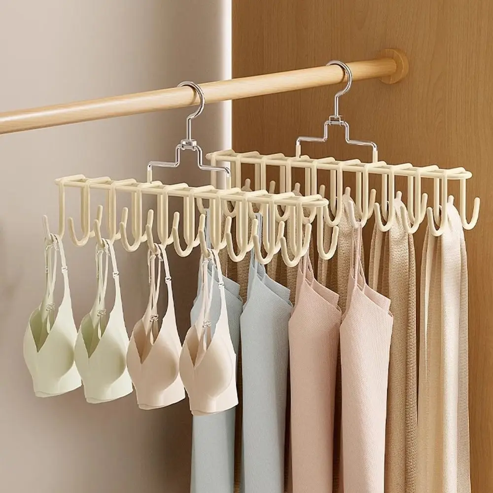 

3Pcs Stainless Steel Suspender Hanger 360 Degrees Rotating Space Saving Women Storage Bra Hanger with 20 Hooks Anti-slip