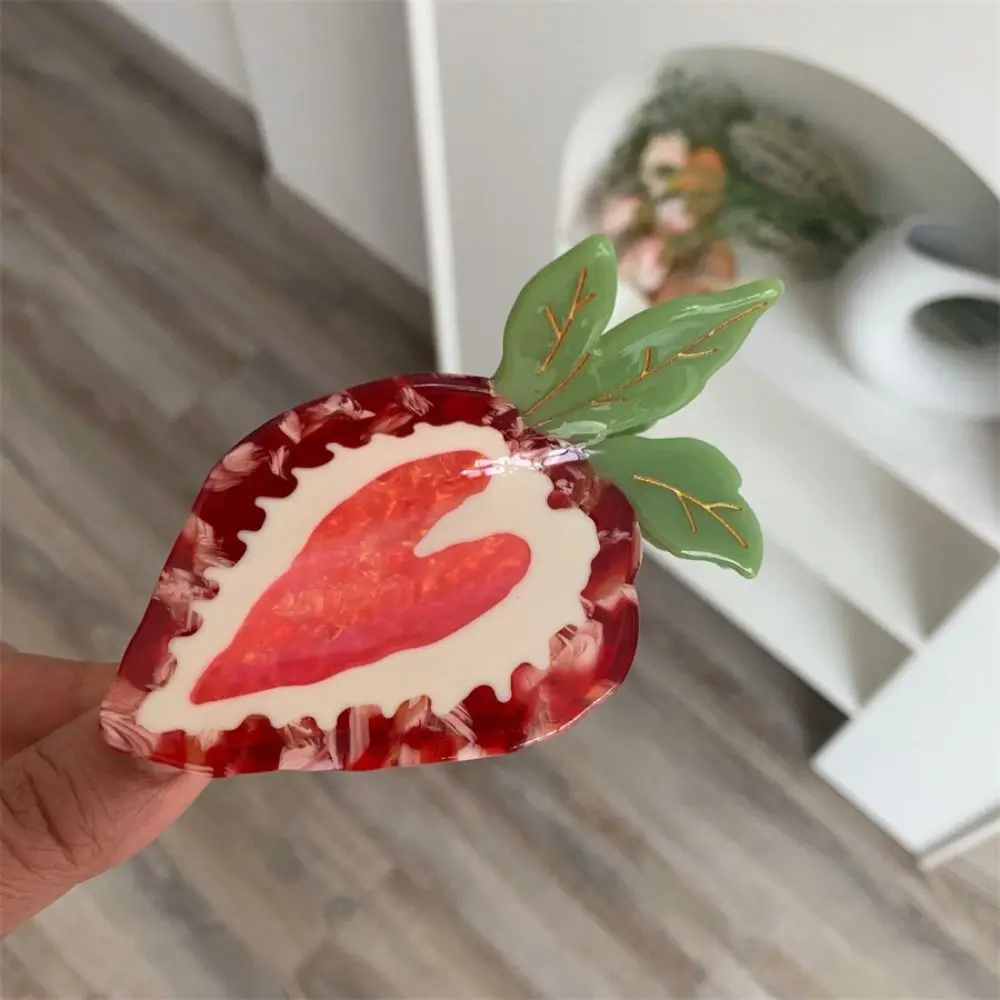 

Creative French Style Heart Strawberry Hair Claw Barrette Headwear Acetic Acid Hair Clip Love Geometry Shark Clip Streetwear