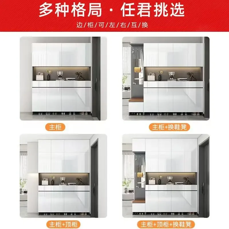 Entry door shoe cabinet household modern simple heightening entrance shoe cabinet integrated against the wall storage cabinet