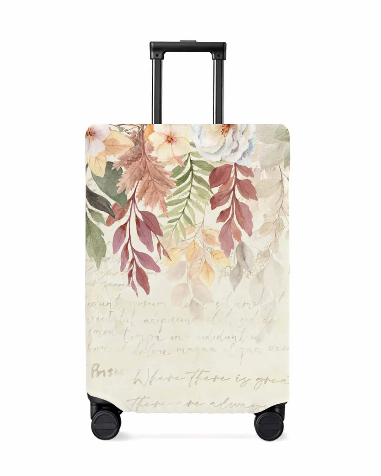 Thanksgiving Plant Leaves Flower Beige Letter Elastic Baggage Cover For 18-32 Inch Suitcase Case Dust Cover Travel Accessories