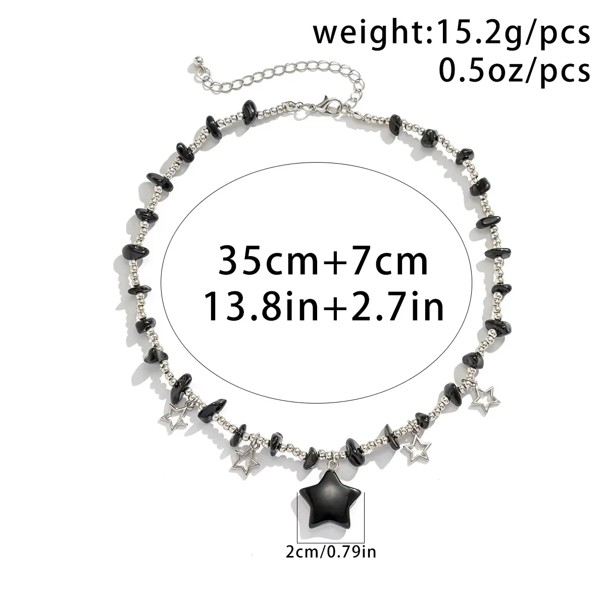 Boho Kpop Colorful Irregular Natural Stone Hollow Star Pendant Choker Necklace Women Goth Beads Chain Y2K Jewelry Accessorie New view 4