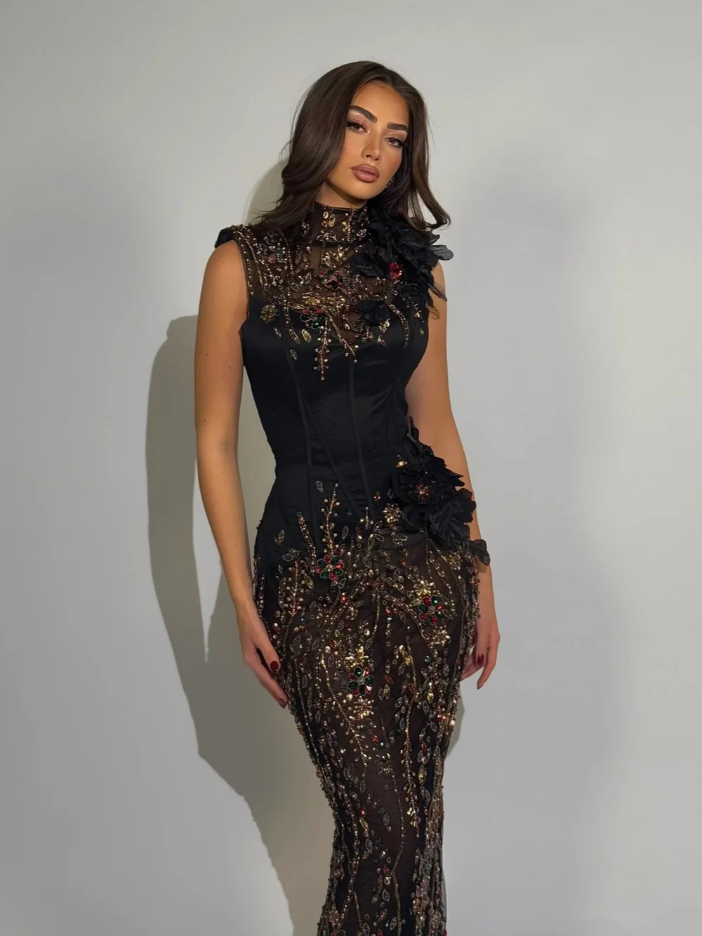 فستان سهرة كريستال ساحر جديد لعام 2026 رائع ثلاثي الأبعاد مزين بالزهور فستان رسمي للحفلات مخصص أنيق غمد مأدبة #3