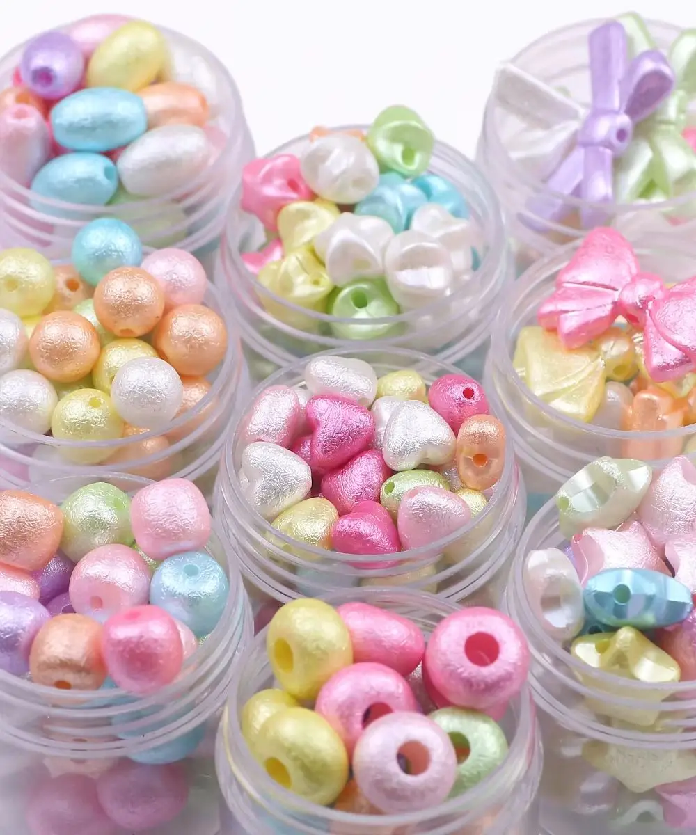 Acrylic Mixed-Color Crinkled Beads In a Variety Of Shapes Spacer  Beads For Jewelry Making DIY Bracelets Necklace Accessories