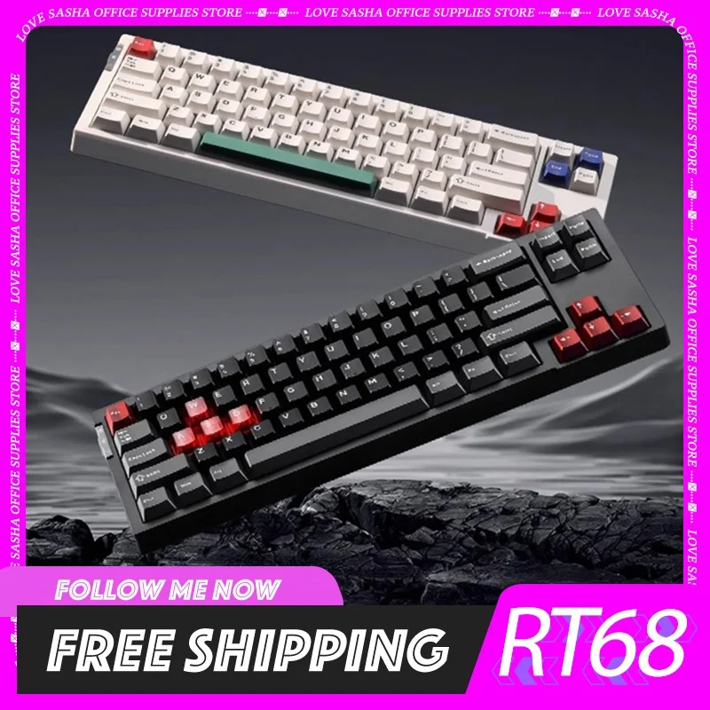 Keynouo Rt68 Magnetic Keyboard 68keys Gasket Structure Full Bond Hot Swap Mechanical Keyboard Pbt Pc Keycap Rgb Esport Custom