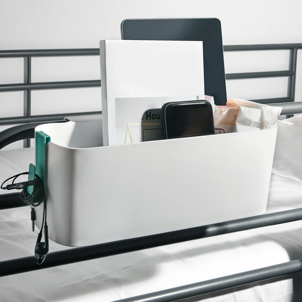 

2 pcs Bedside Storage Rack Green White Student Dormitory Hanging No Punching Desktop ganizer Basket Tool Box bedside storage