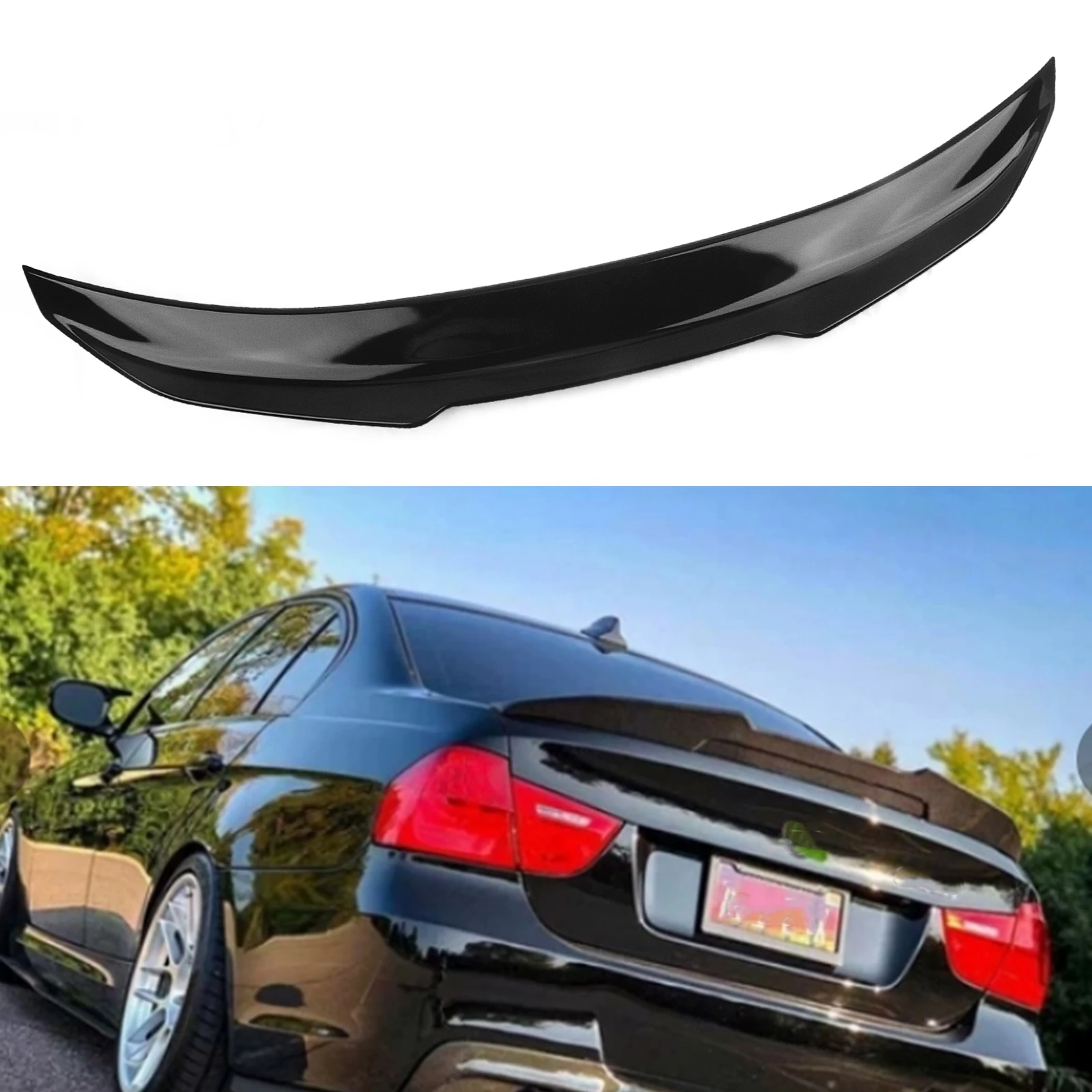 

PSM Gloss Black/Carbon Fiber Look Rear Trunk Spoiler Wing Lip For BMW 3 Series E90 / M3 Sedan 4 Door 320i 320li 325li 2005-2012