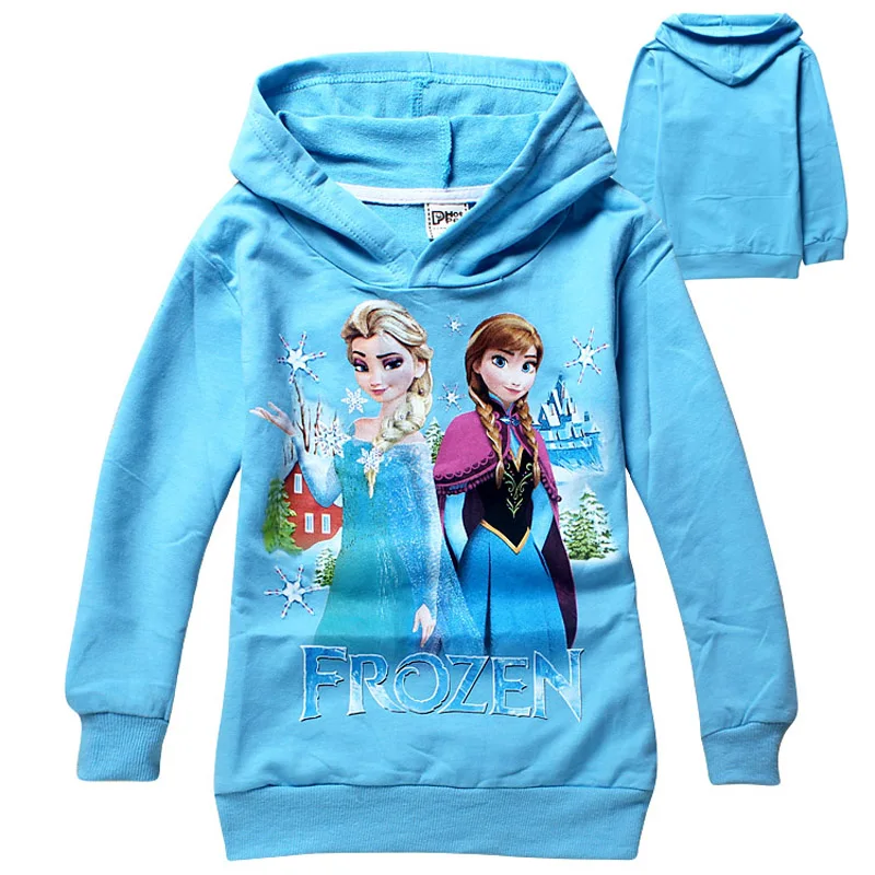 Frozen Girls Hoodies Sweatshirts Cotton 2024 Autumn Kids Clothes Cartoon Frozen Princess Children Hooded Clothing