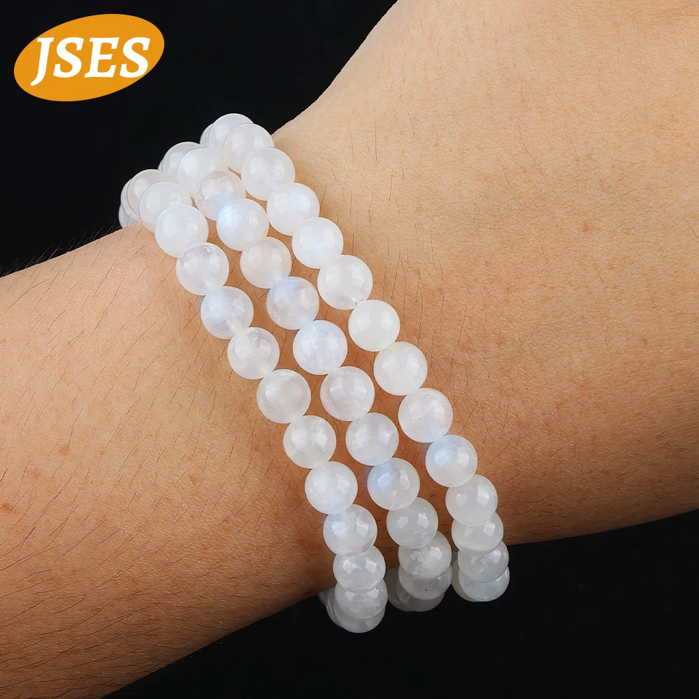 JSES AA Natural 20 Inches Blue Moonstone Spacer Loose Stone Beads for Jewelry Making 5-7mm Bracelet DIY Accessories Strand Beads