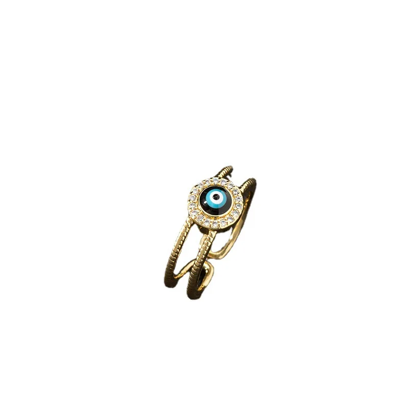 

Ring women's 18k gold plated colored crystal zircon enamel devil's eye popular fashion jewelry couple gift