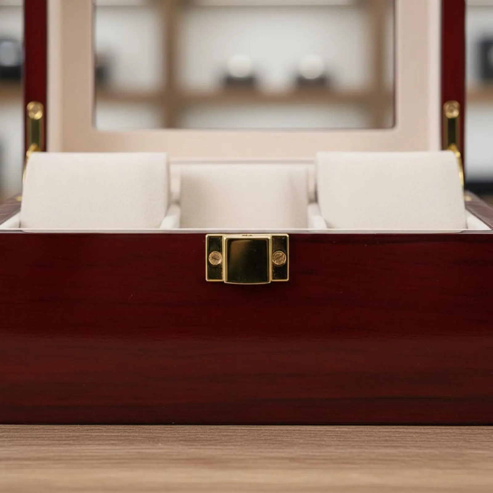 3 Compartment Watch Case Dustproof 3 Compartment Watch Box Removable Pillows Metal Clasp