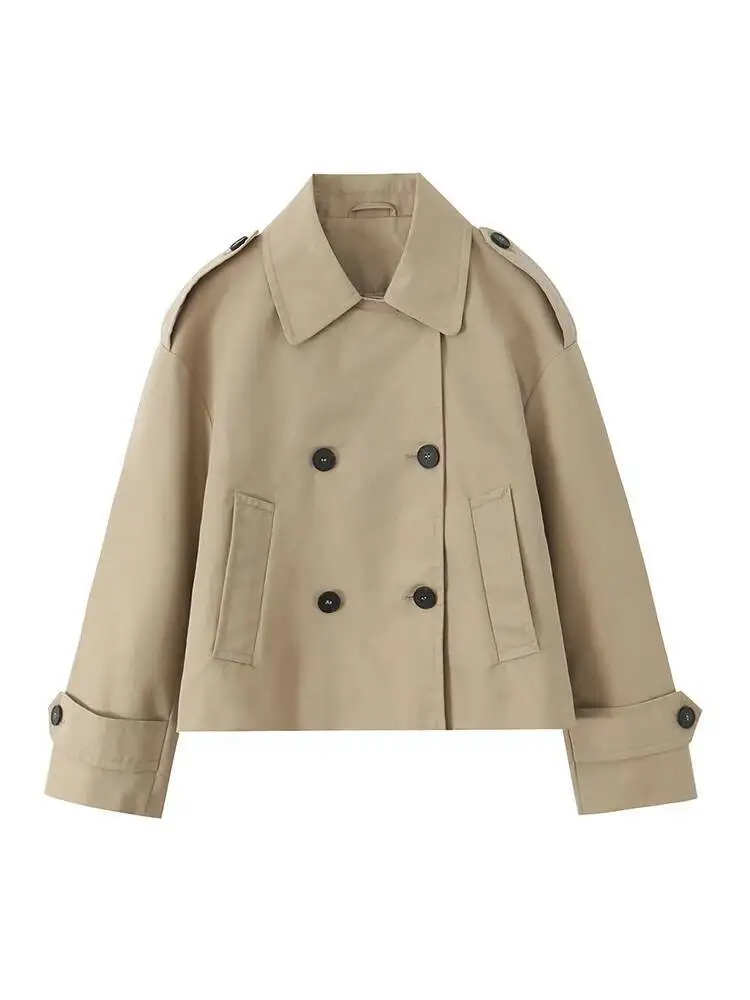 

Женские куртки 2021, осенне-зимняя модная двубортная куртка с длинными рукавами и лацканами, женское элегантное ветровка, новые пальто