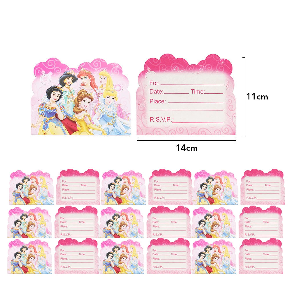 10pcs/pack Disney Tiana Peach Princess Theme Party Invitation Cards Decoration Kids Girls Favors Birthday Party Events Supplies