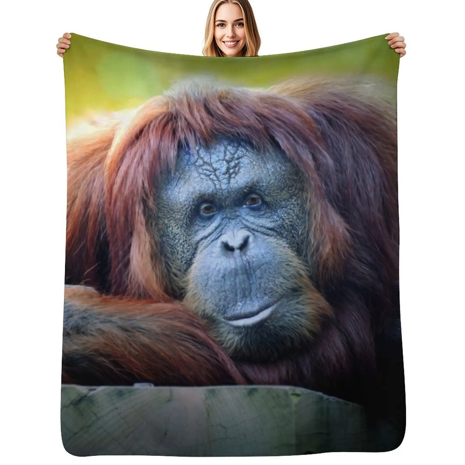 

Orangutan Throw Blanket Soft Solid Color Blanket for Couch Bed