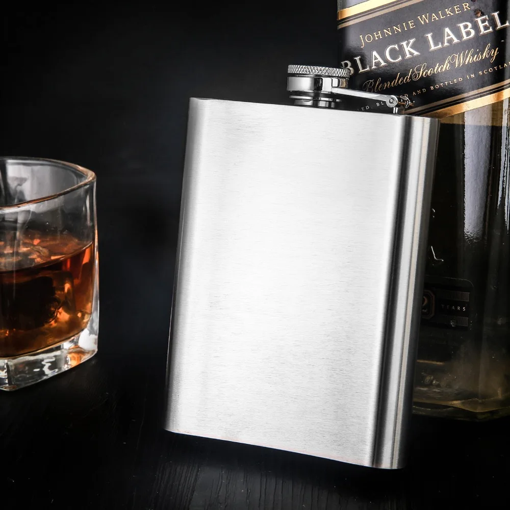 1-10oz Stainless Steel Hip Flask Wine Whisky Pot Bottle For Men Portable Drinker Alcohol Container Pocket Wine Bottle Screw Cap