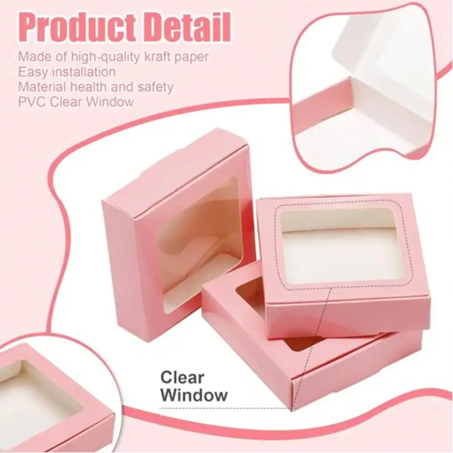 30Pcs Gift Boxes with Window, Two Sizes Candy Packaging