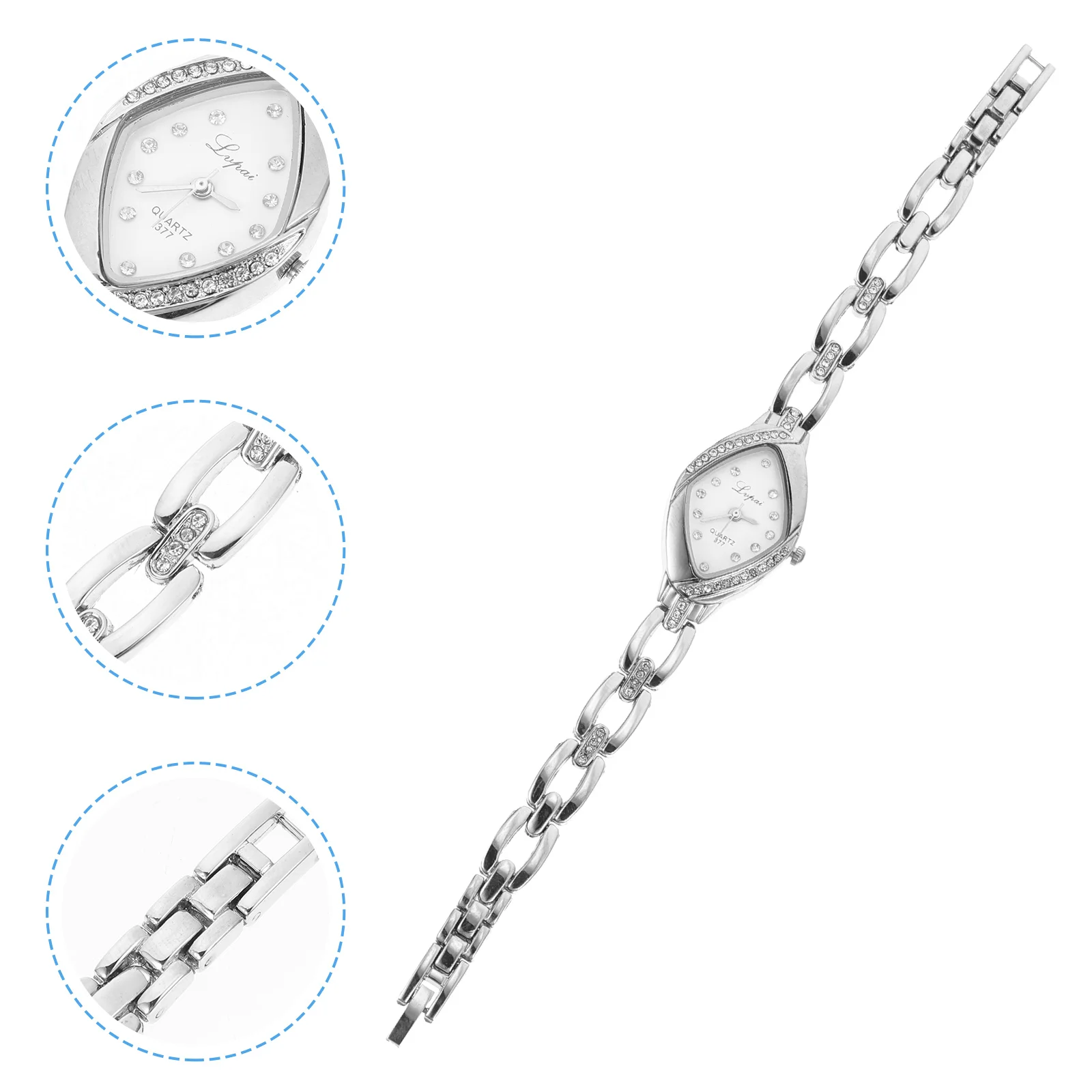 P128 Women's Rhinestone Wrist Watches Steel Bracelet Analog Quartz (Silver White) p128 quartz watch women quartz watch